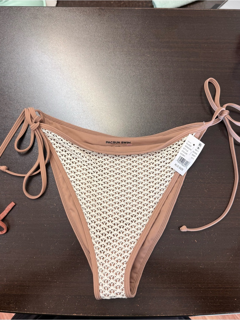 PacSun Women's Tan Crochet Tie Bikini Bottom
